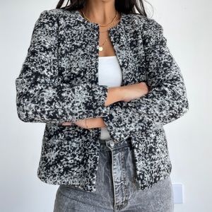 NWT Ann Taylor boucle style wool blend fuzzy zip blazer jacket
